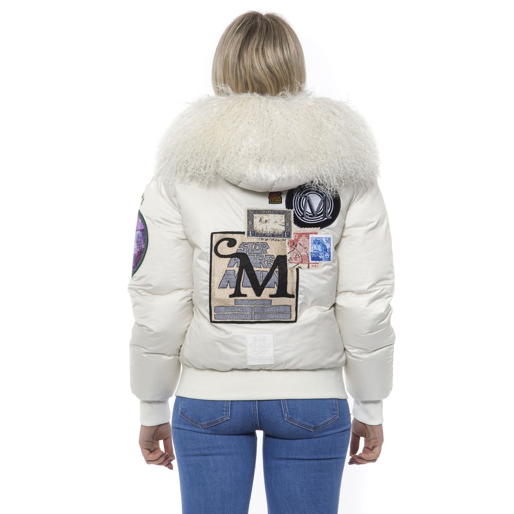 White Polyester Women Bomber Jacket - ventzia