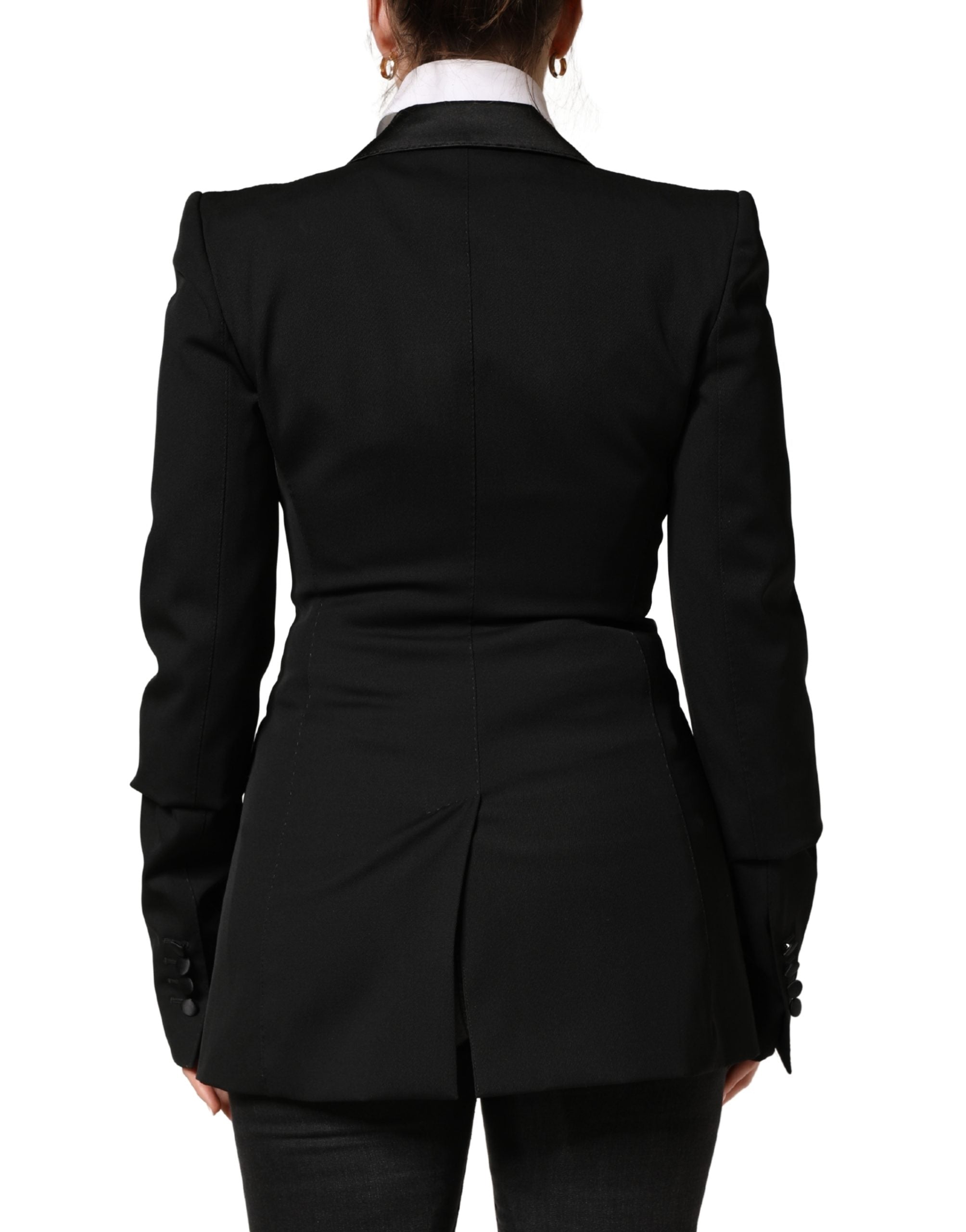 Black Wool Single Breasted Blazer Jacket - ventzia