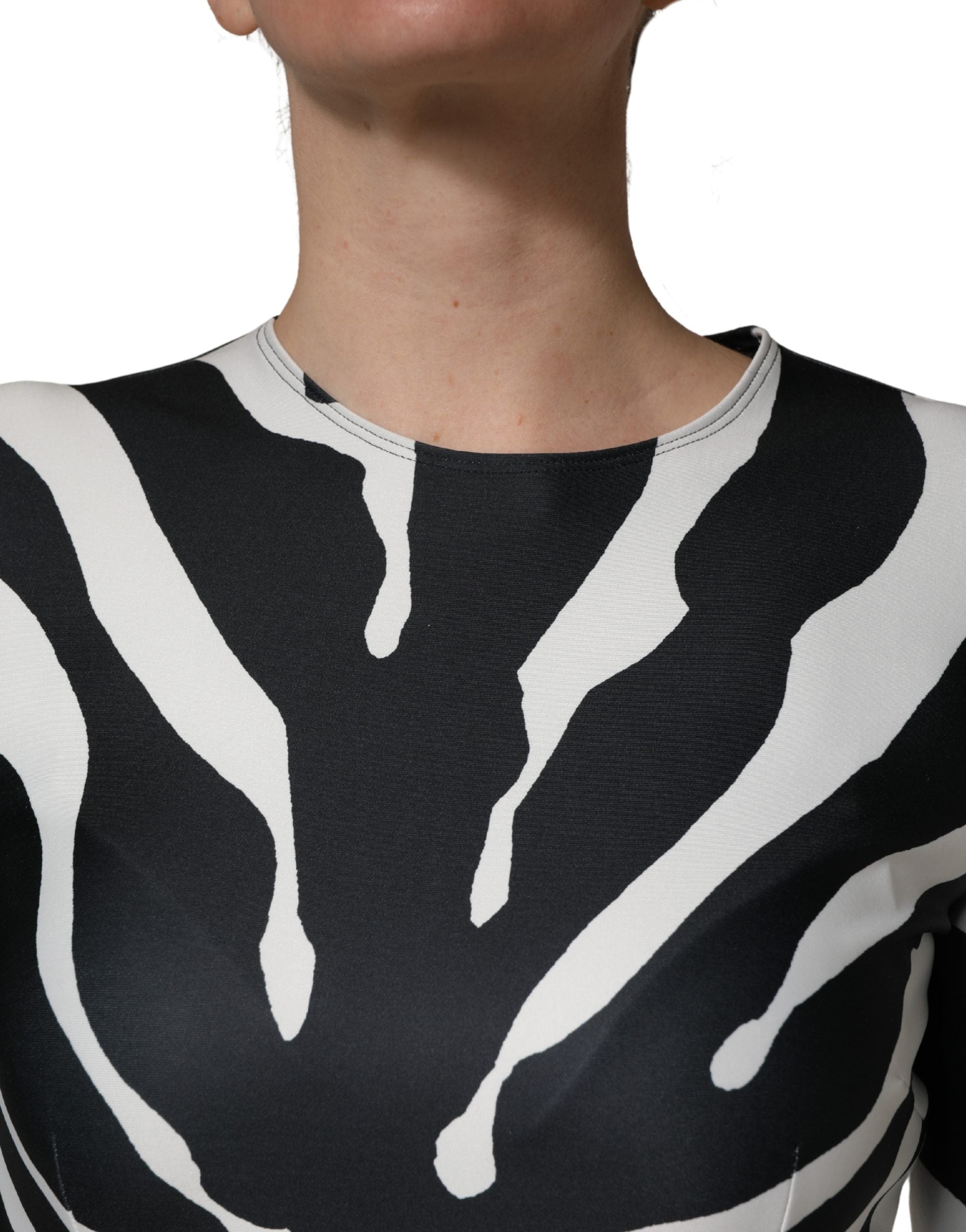 Black White Polyester Zebra Pattern Jumpsuit - ventzia