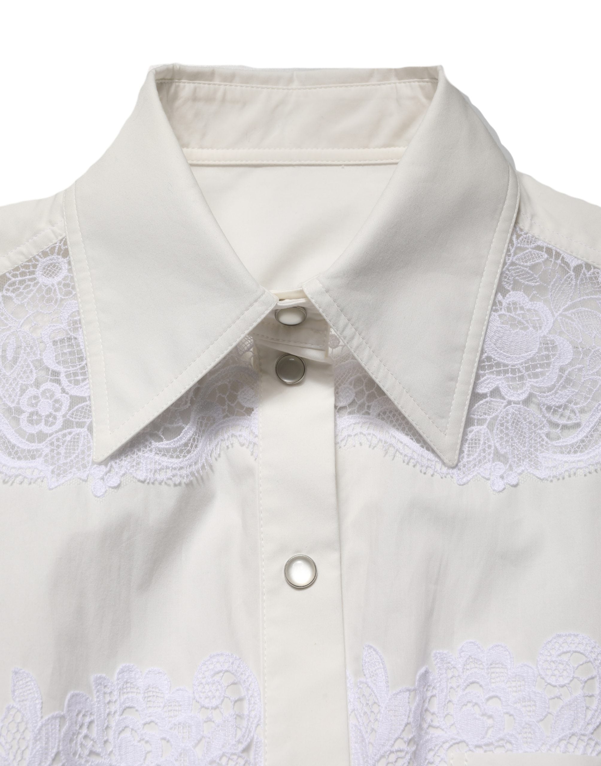White Cotton Lace Trim Long Sleeves Jumpsuit - ventzia