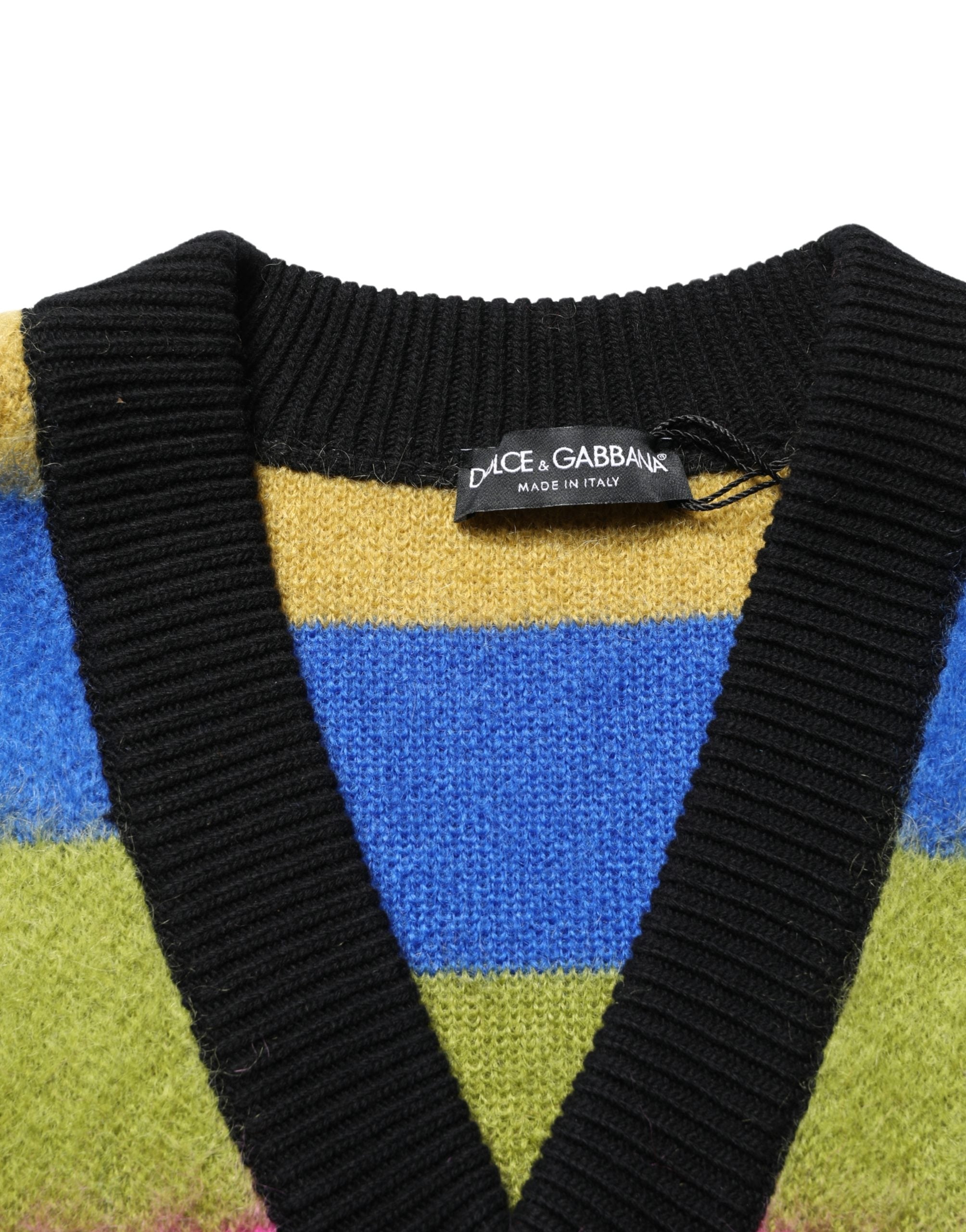 Multicolor Stripes V-neck Pullover Sweater - ventzia