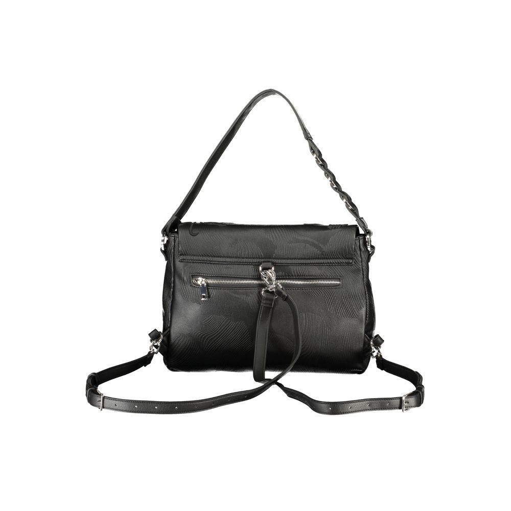 Black Polyurethane Women Backpack - ventzia