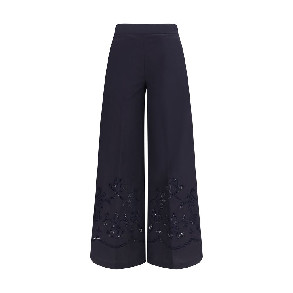 Blue Cotton Casual Pants - ventzia