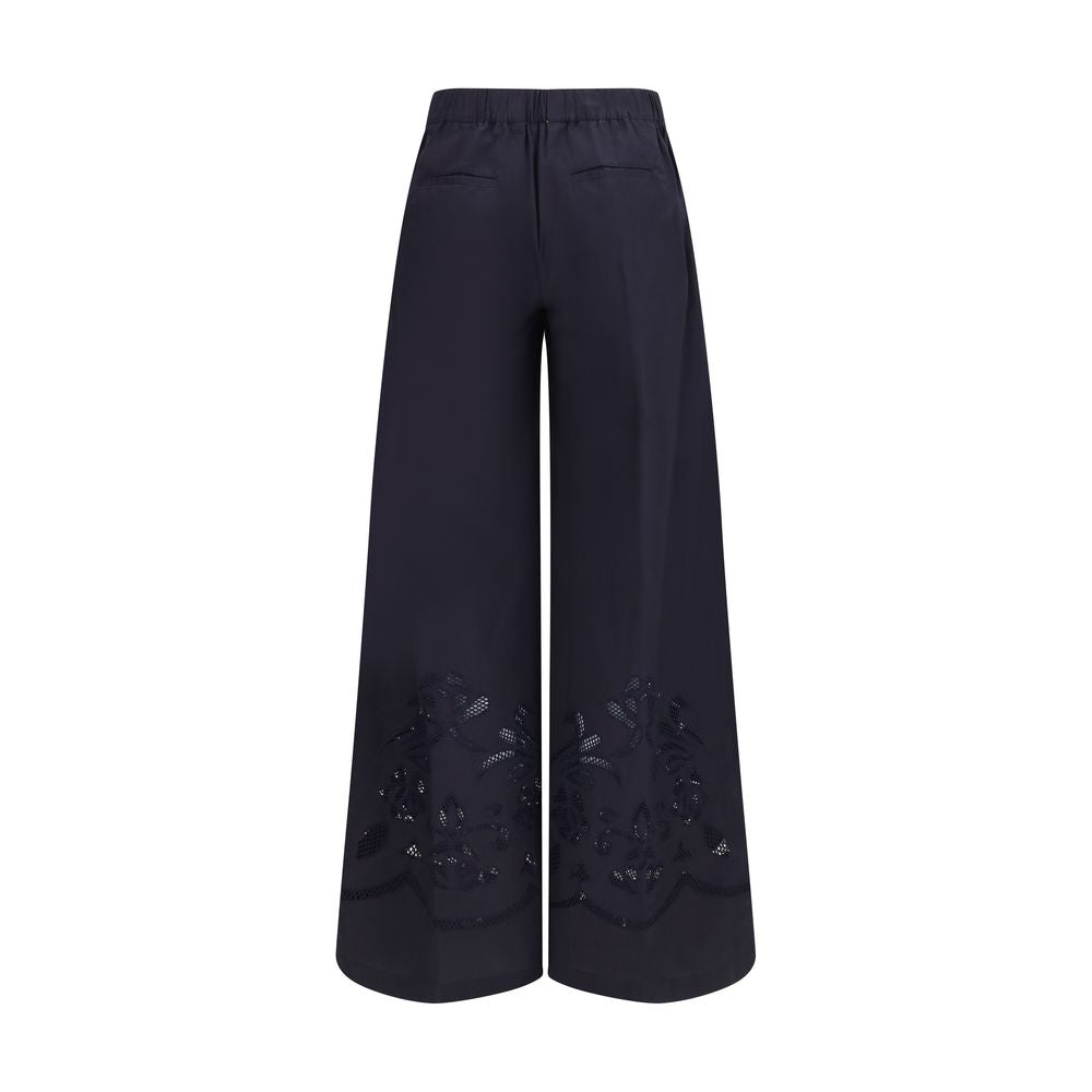 Blue Cotton Casual Pants - ventzia