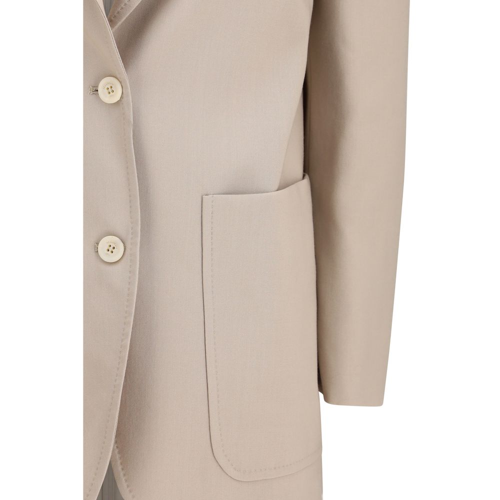Beige Fleece Wool Blazer - ventzia