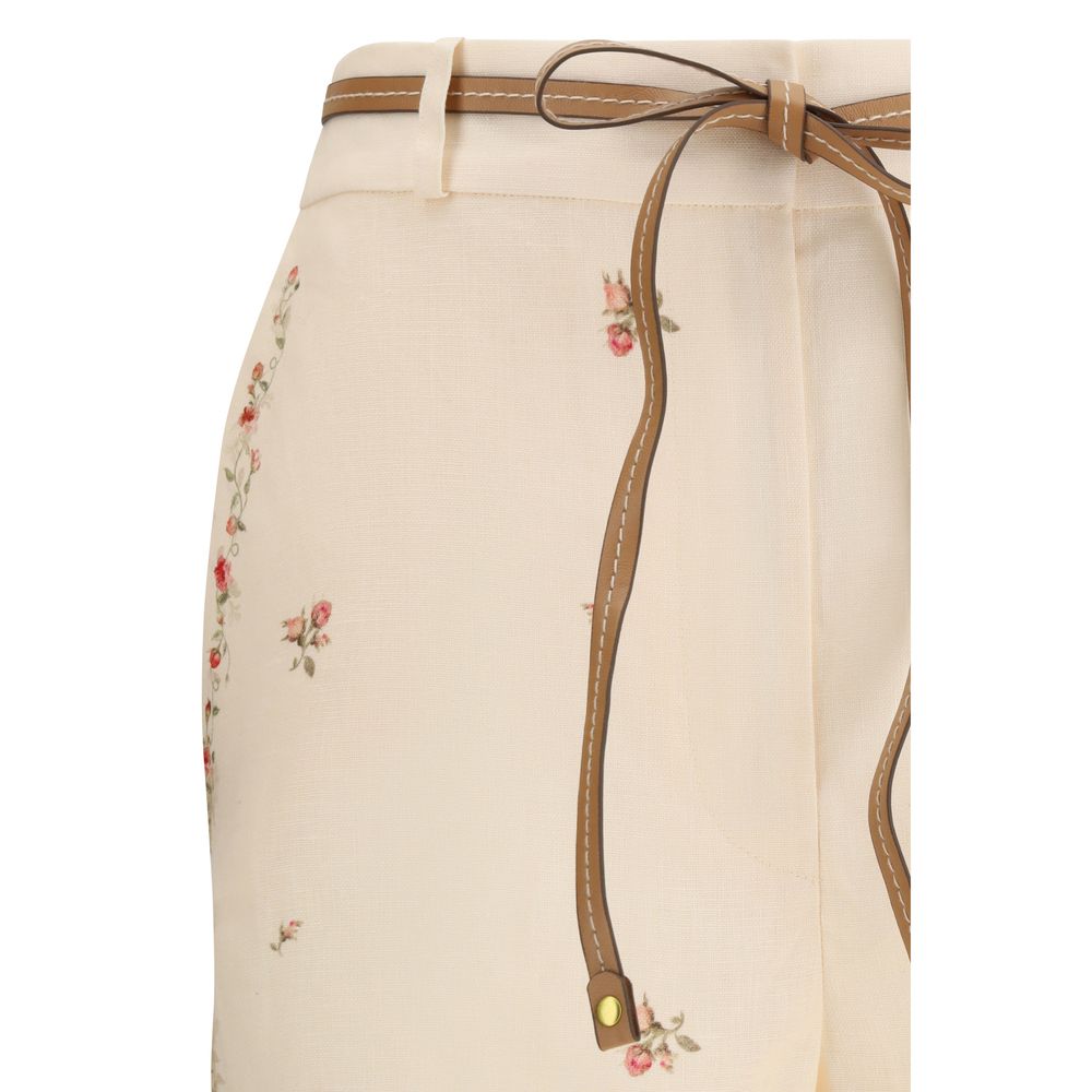 Beige Cotton Flared Pants - ventzia