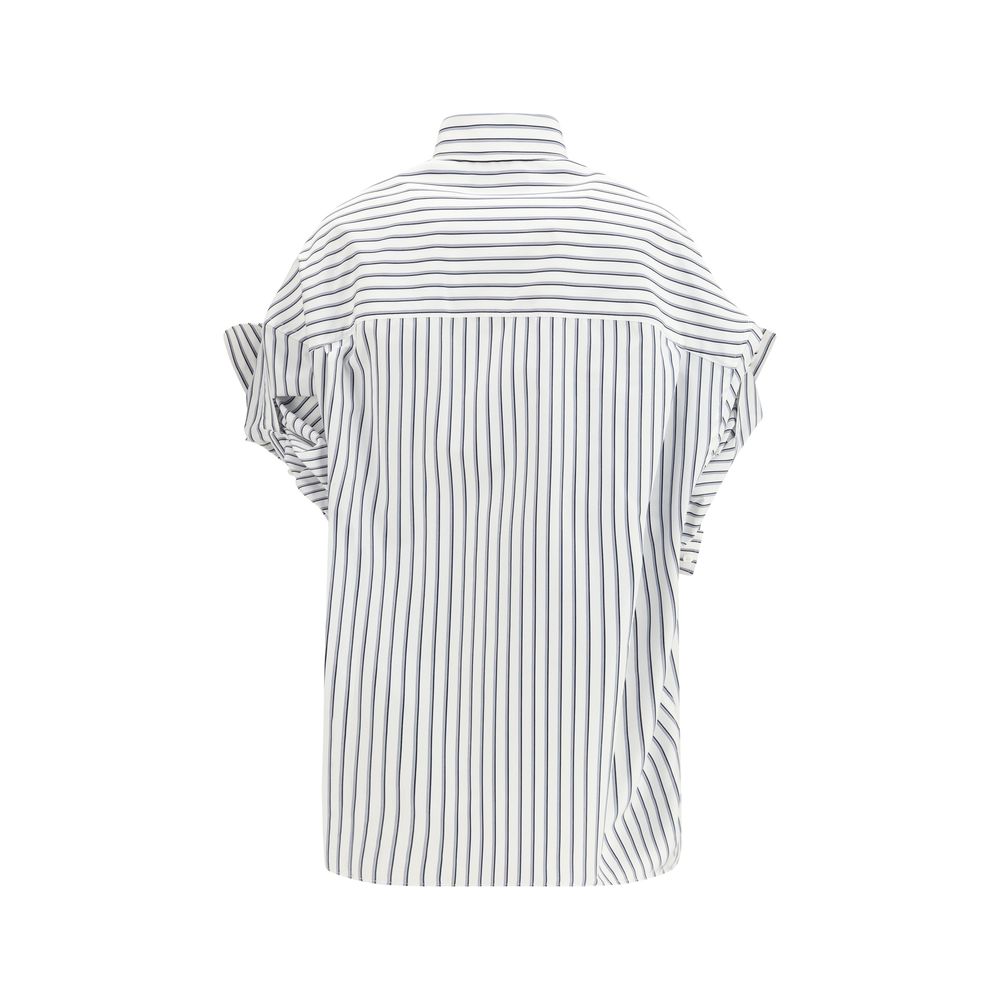 White Cotton Shortsleeve Shirt - ventzia
