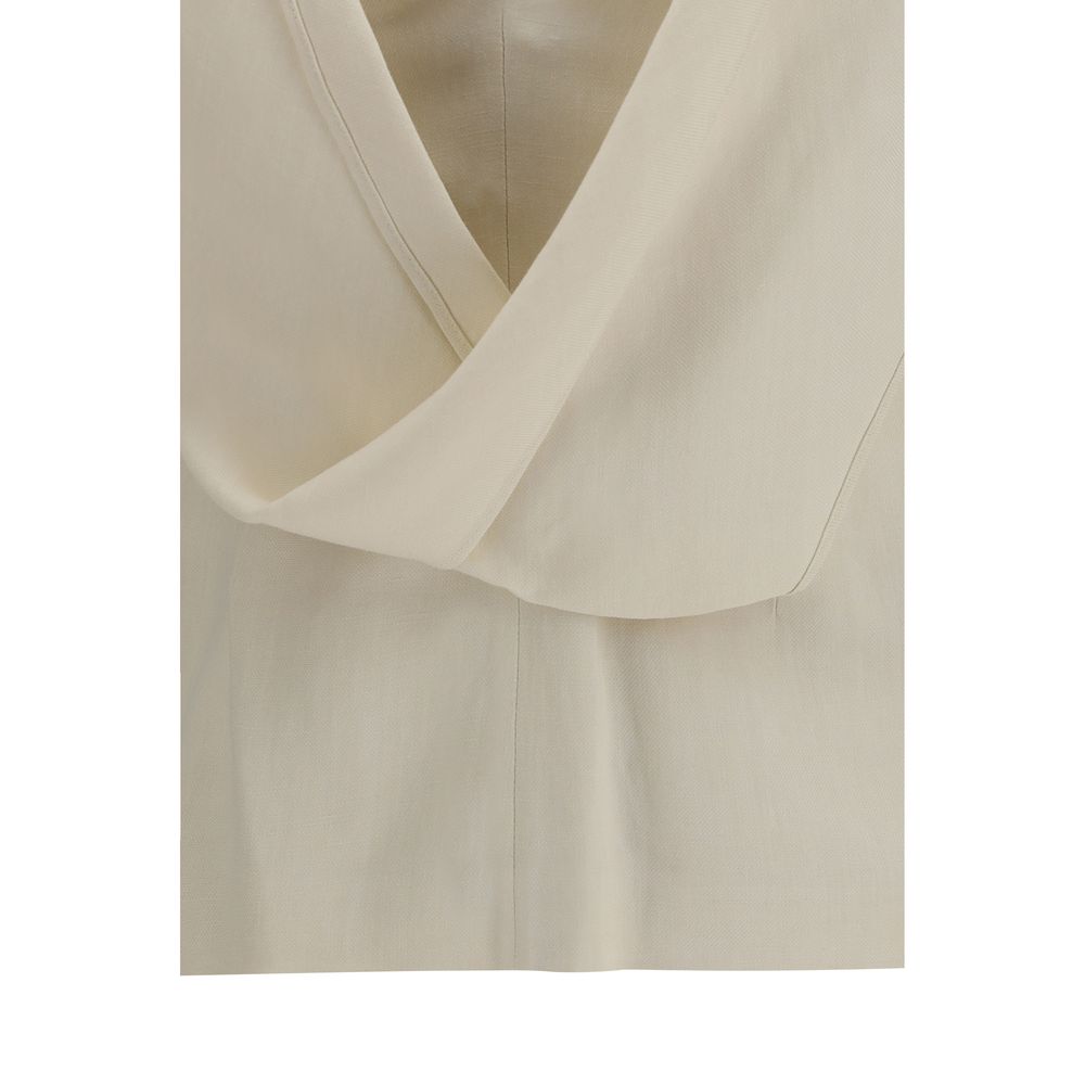 Beige Viscose Blouse - ventzia