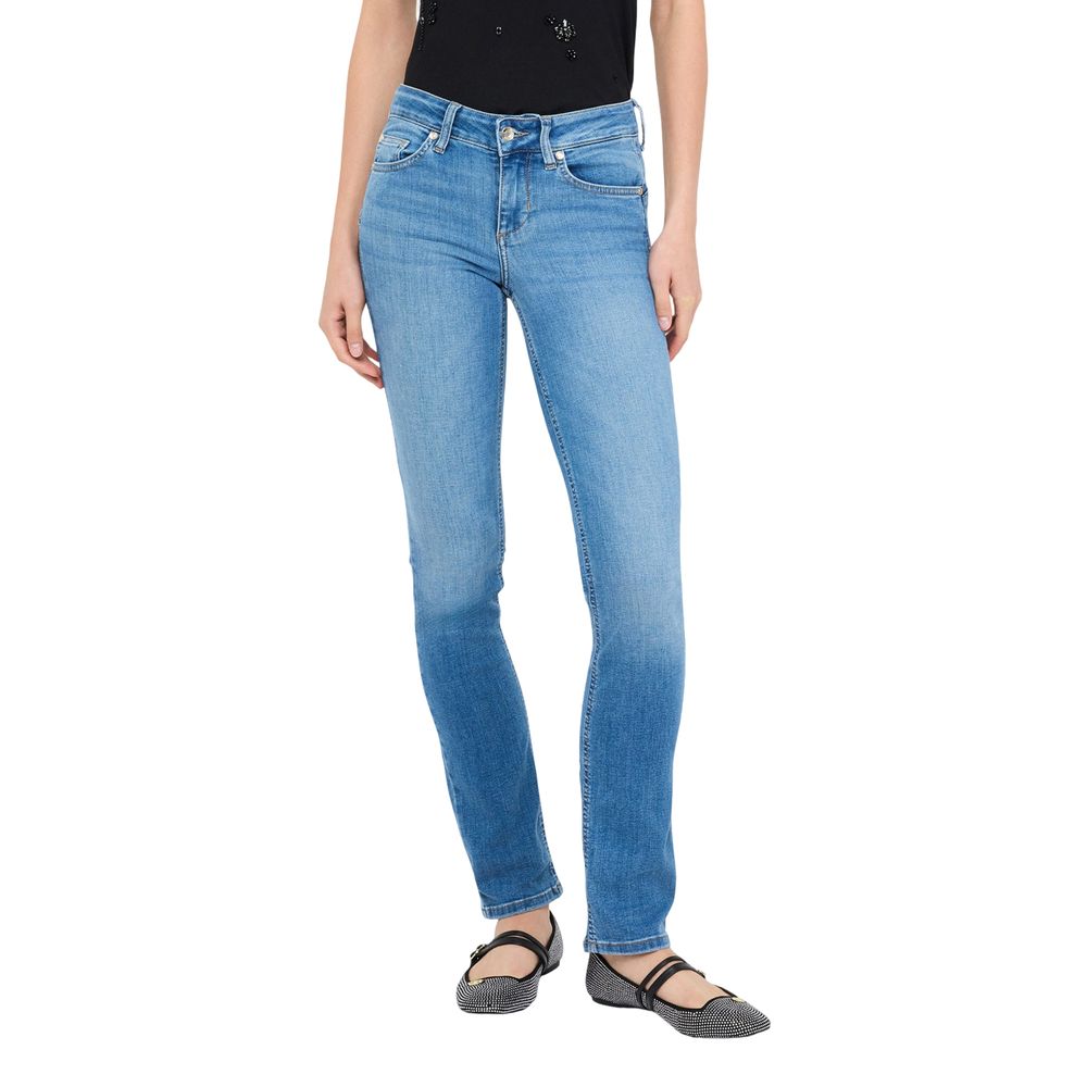 Light Blue Cotton Skinny Jeans - ventzia