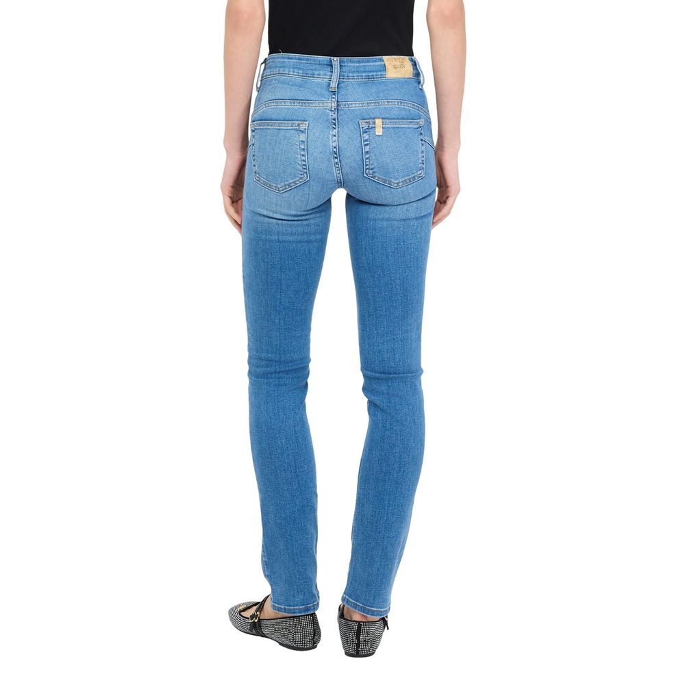 Light Blue Cotton Skinny Jeans - ventzia
