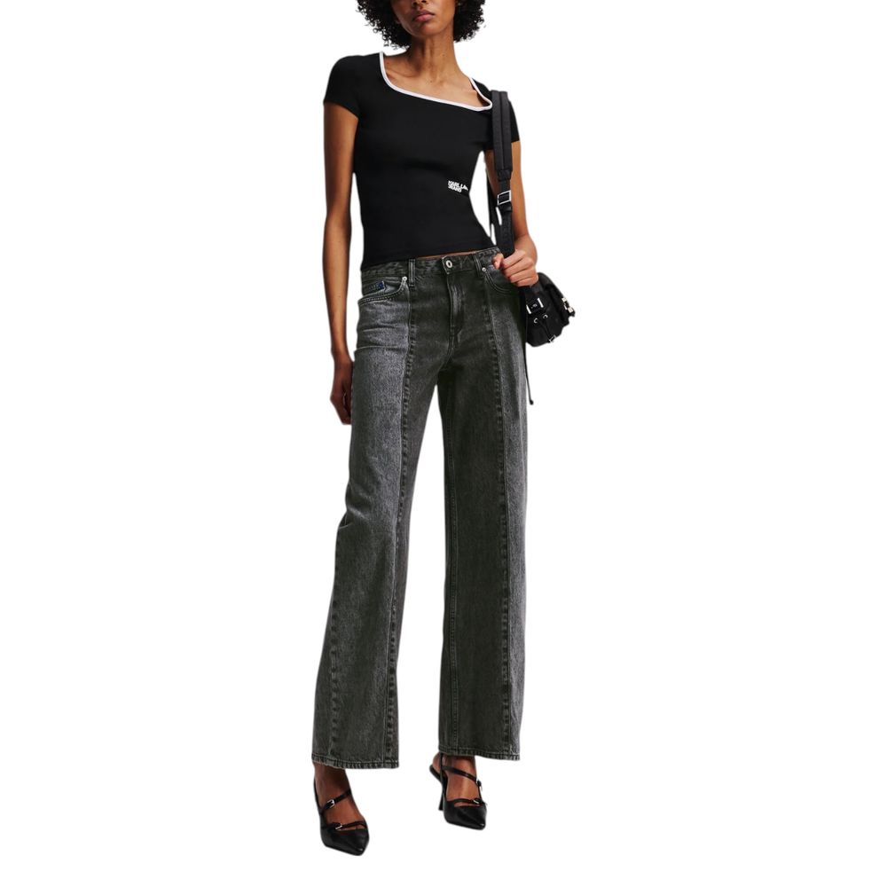 Black Cotton Relaxed Fit Jeans - ventzia