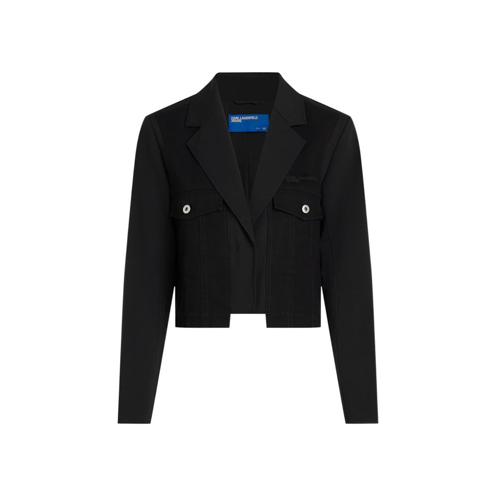 Black Polyester Blazer - ventzia