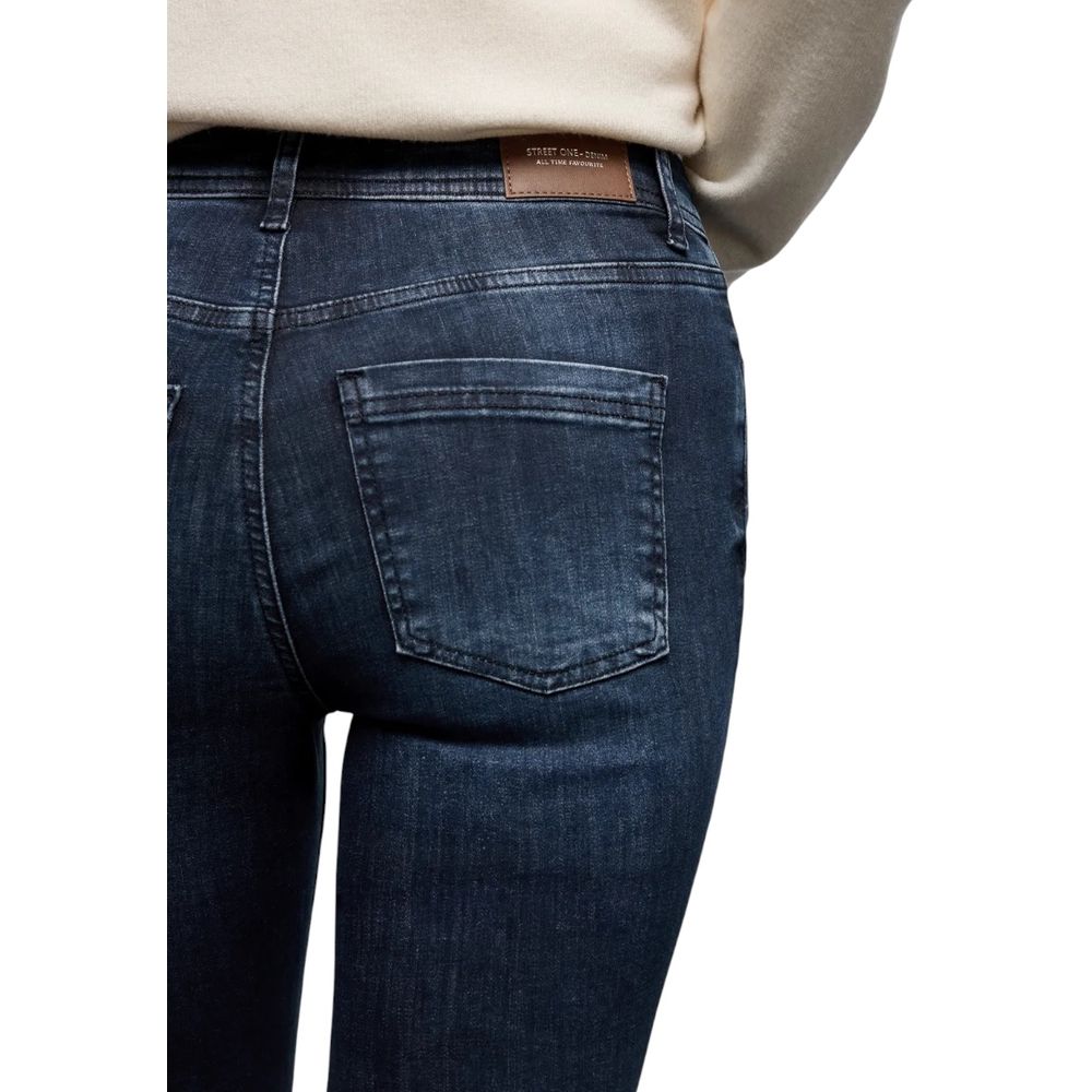 Blue Cotton Skinny Jeans - ventzia