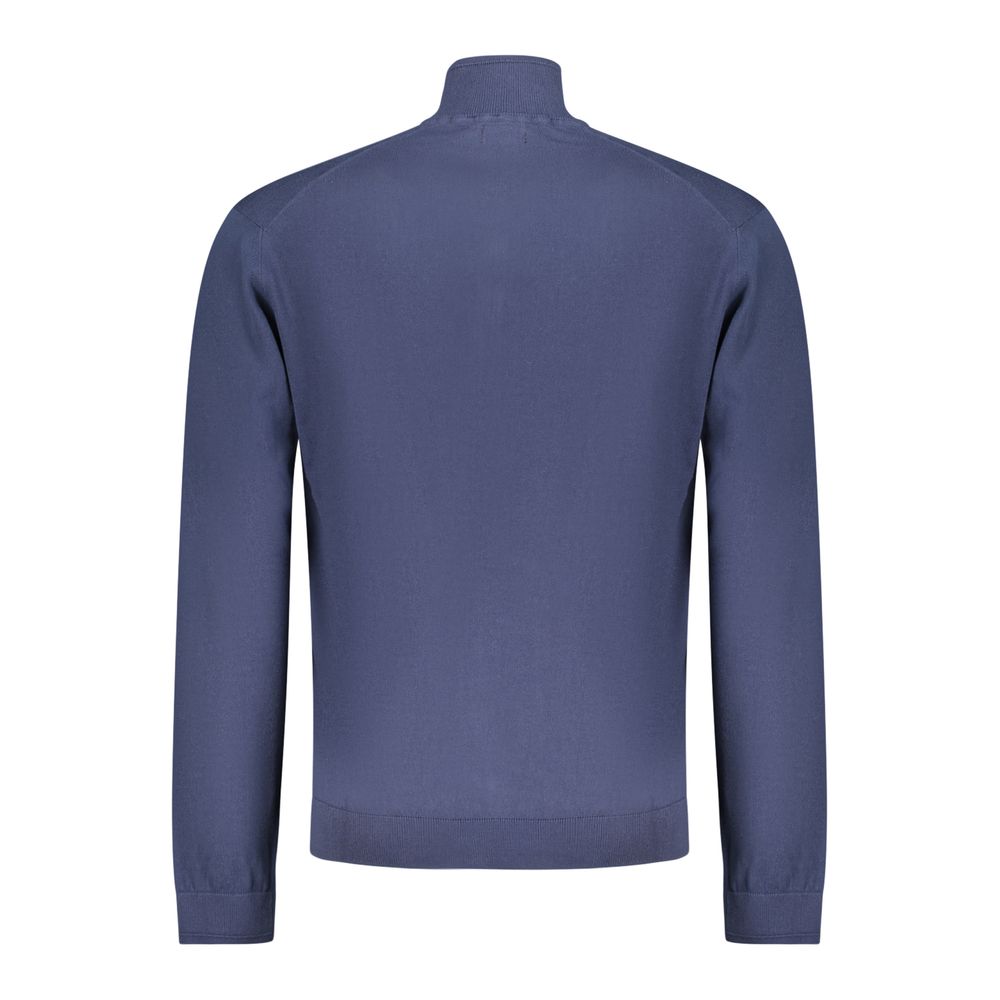 Blue Cotton Men Cardigan - ventzia