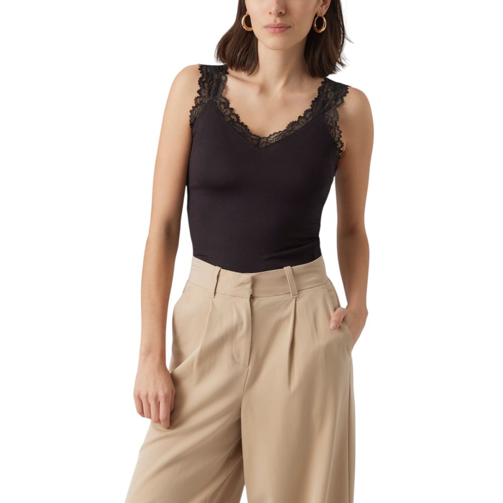 Black Viscose Tank Tops - ventzia