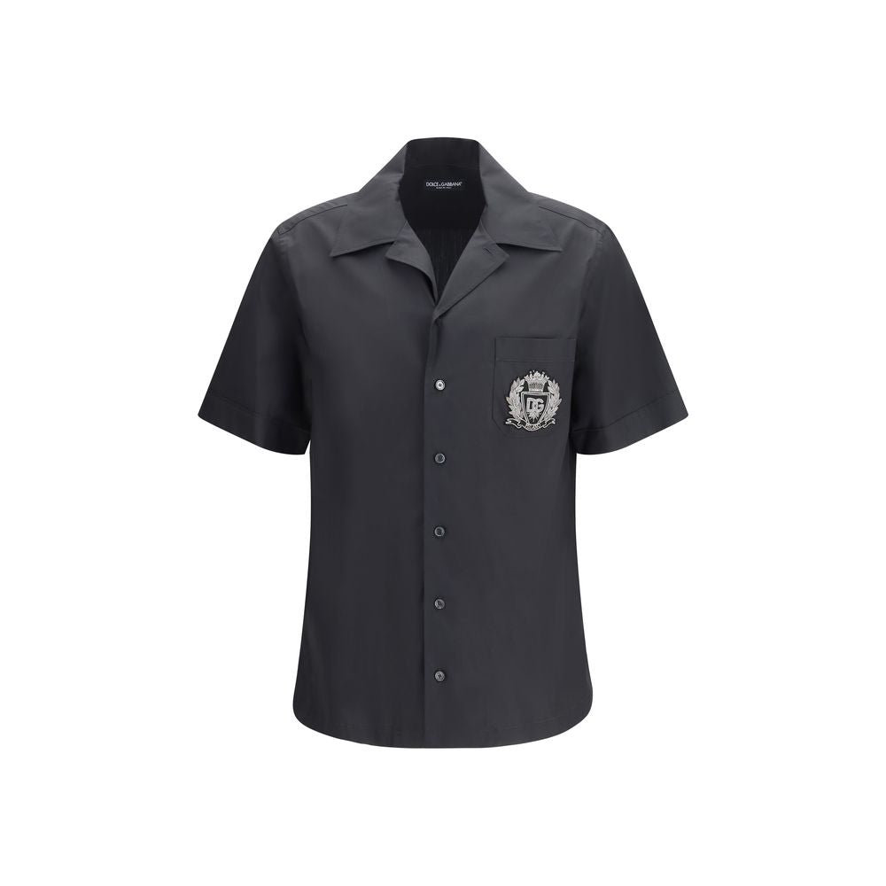 Black Cotton Shortsleeve Shirt - ventzia