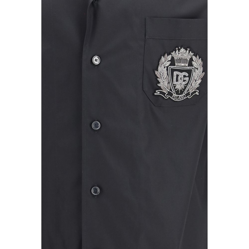 Black Cotton Shortsleeve Shirt - ventzia
