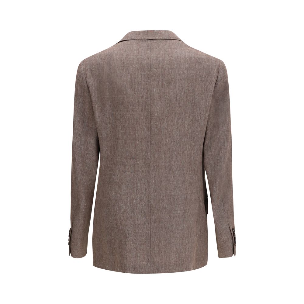 Brown Linen Blazer - ventzia