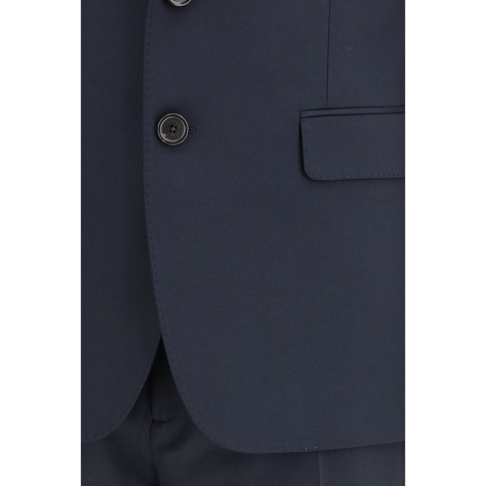 Blue Fleece Wool Two-Piece Suit - ventzia