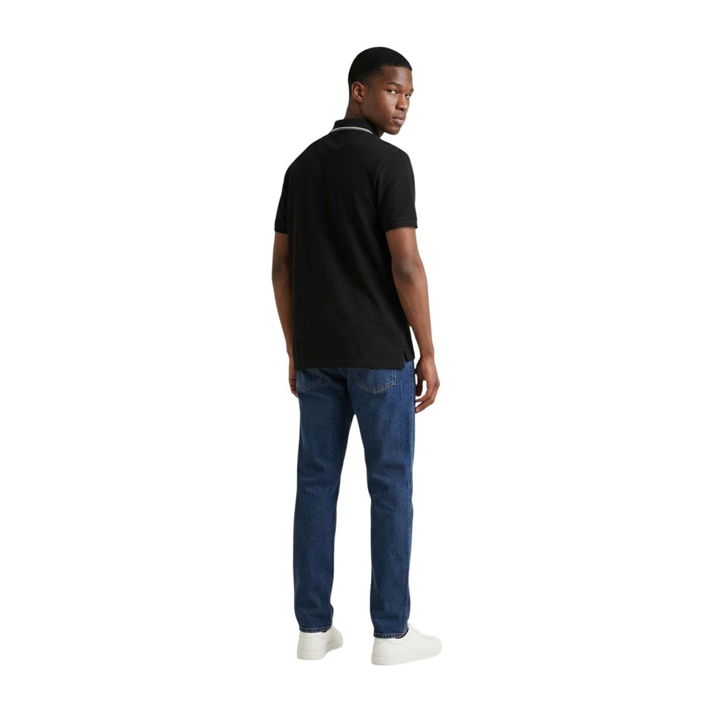 Black Cotton Polo Shirt - ventzia