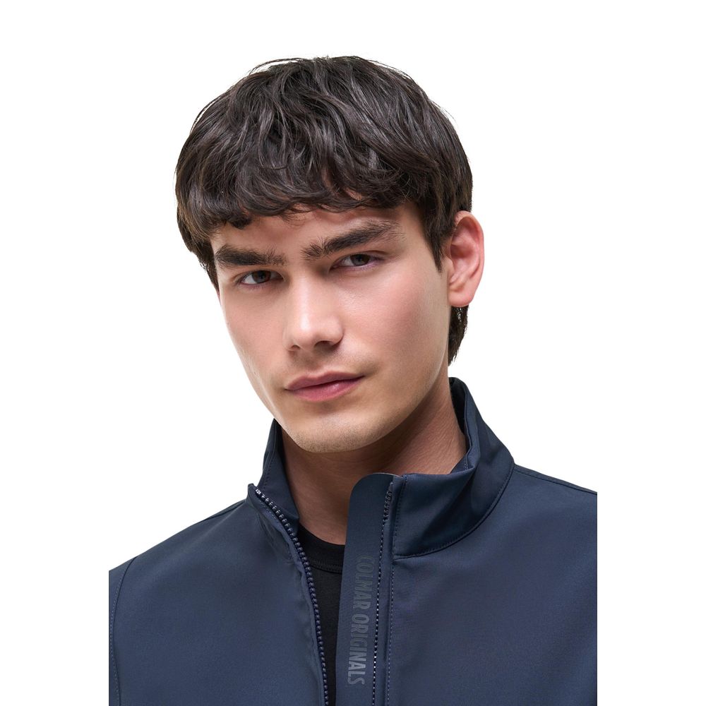 Blue Polyester Full-Length Jacket - ventzia