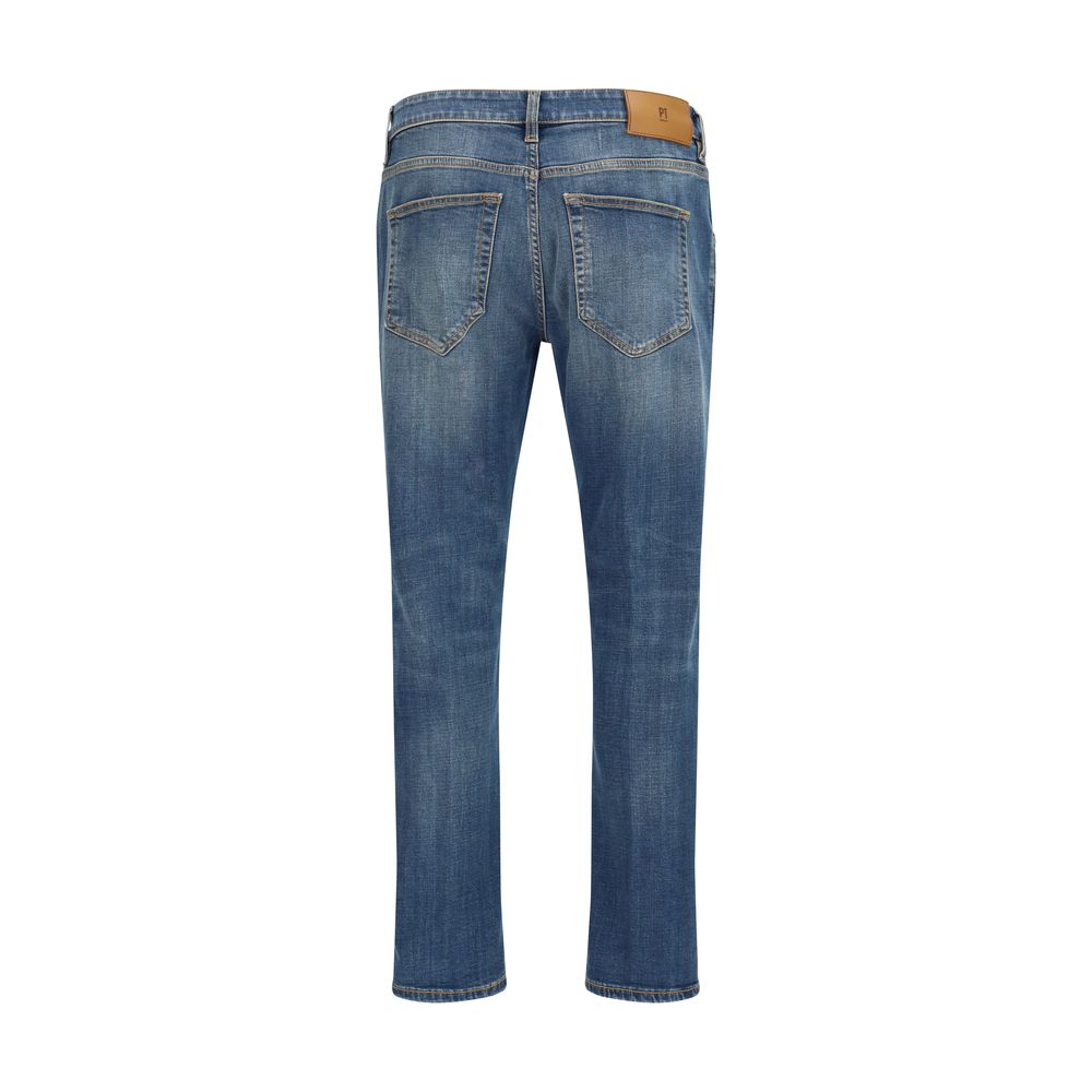 Blue Cotton Tapered Jeans - ventzia