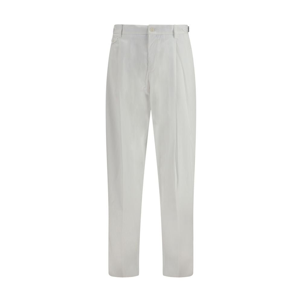 White Cotton Casual Pants - ventzia