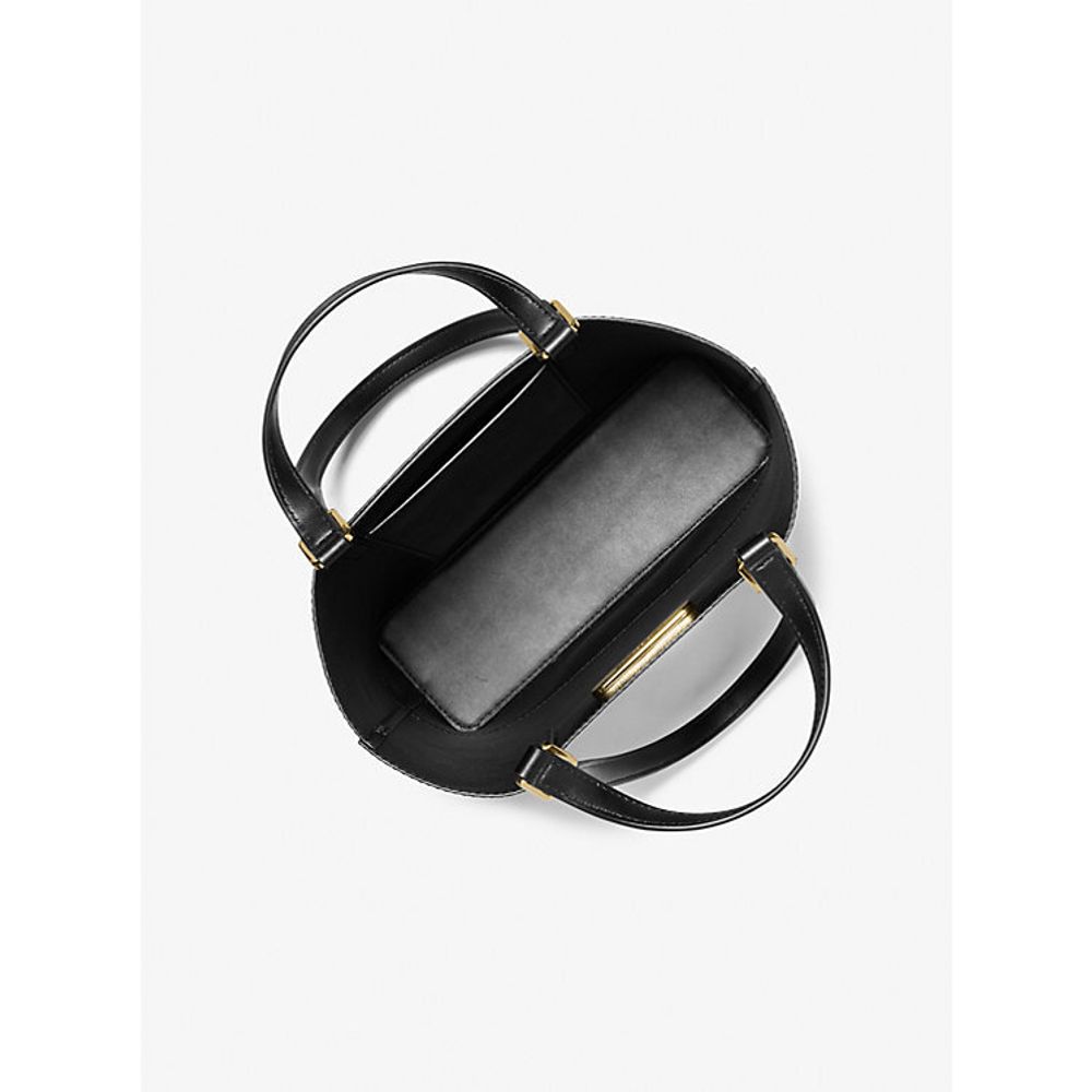 Black Leather Shoulder Bag - ventzia