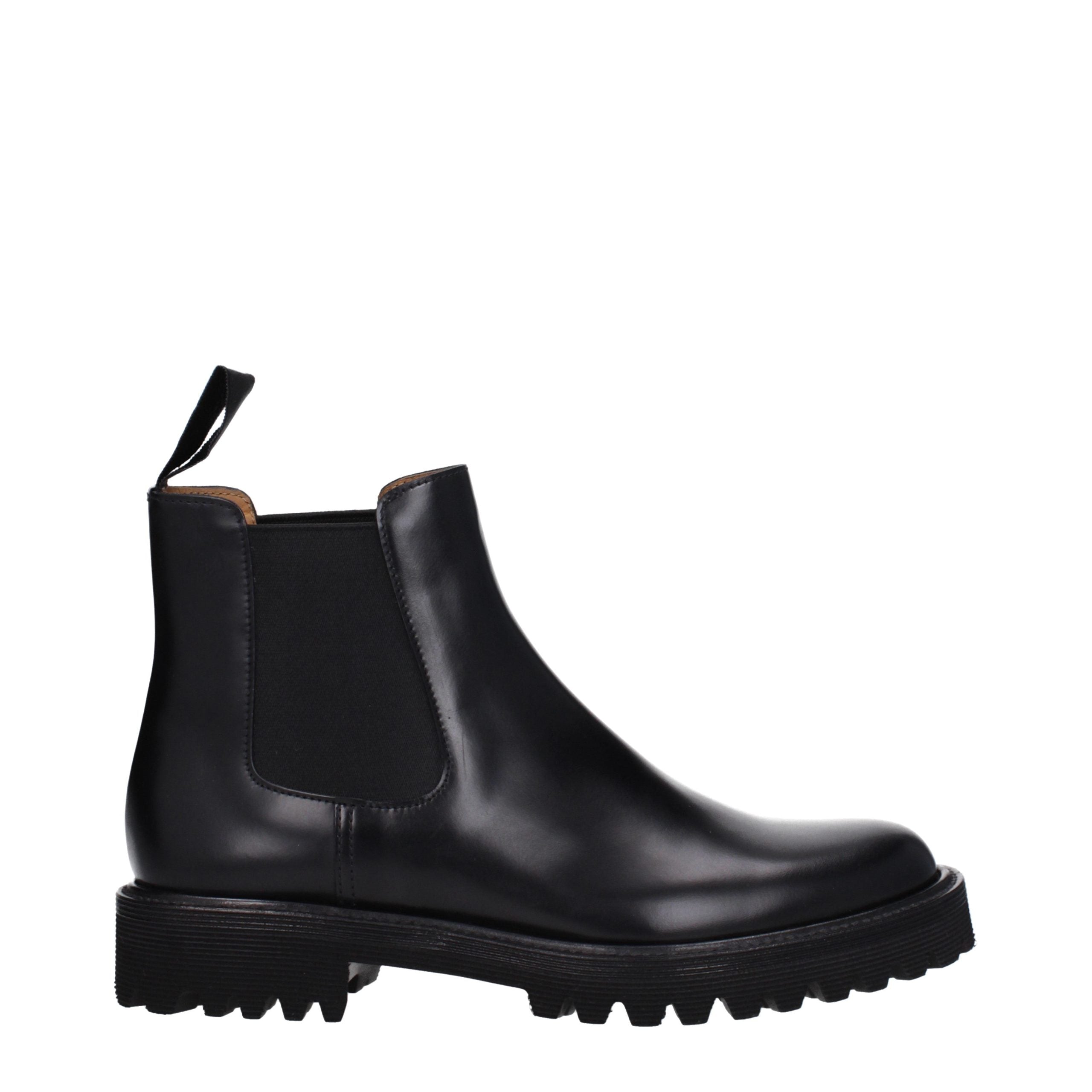 Black Leather Ankle Boots - ventzia