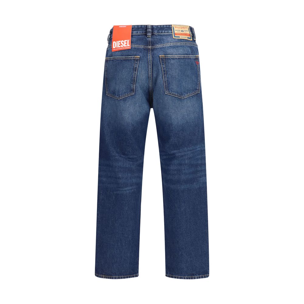Blue Cotton Tapered Jeans - ventzia