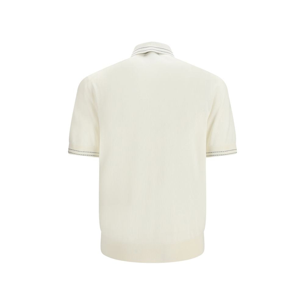 Beige Silk Polo Shirt - ventzia