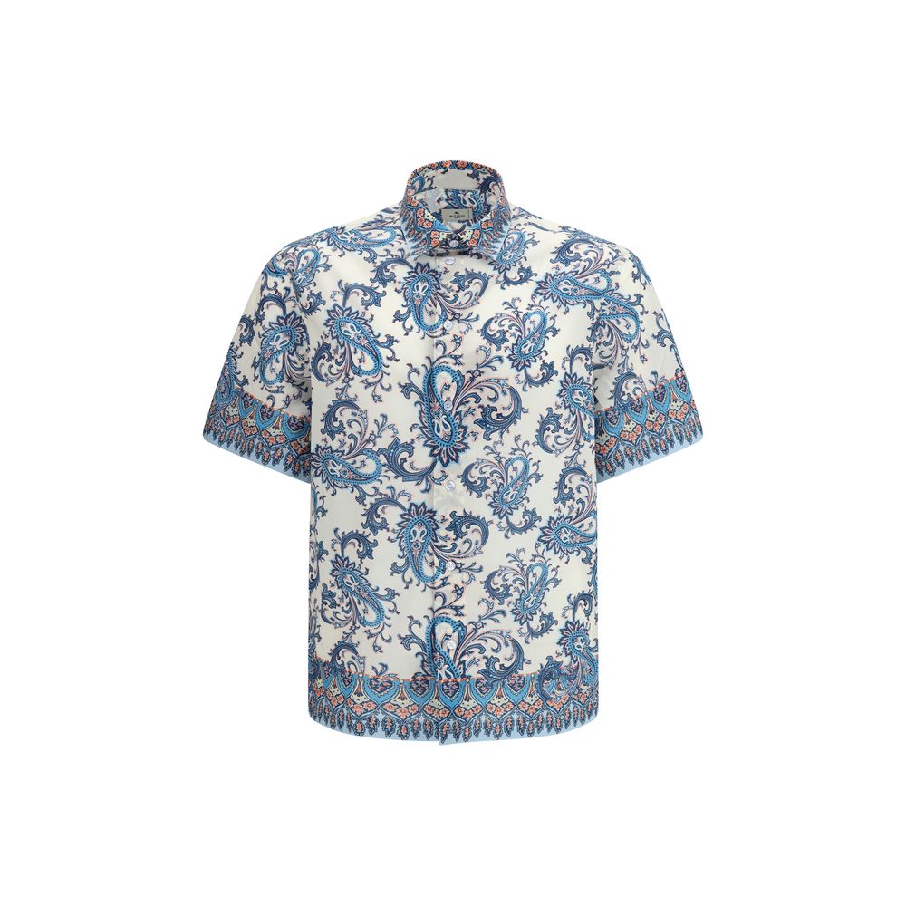 Blue Cotton Pattern Shirt - ventzia