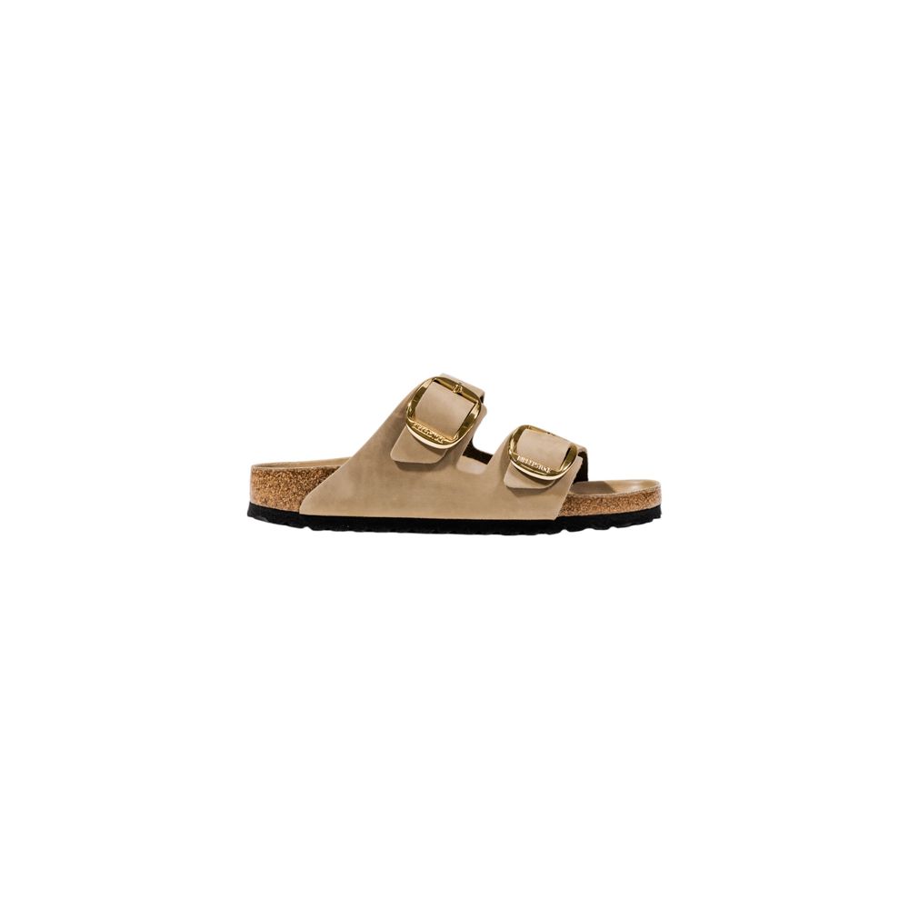 Beige Leather Flat Sandals - ventzia