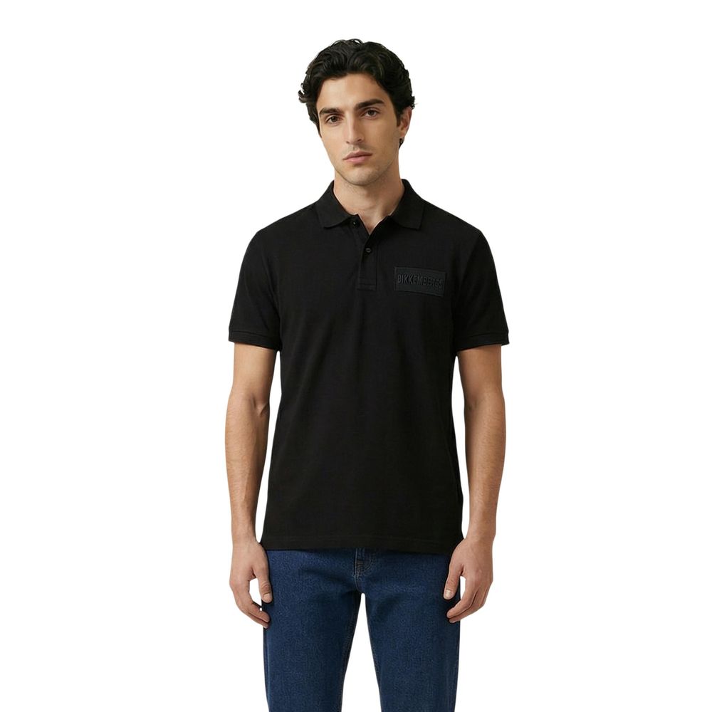 Black Cotton Polo Shirt - ventzia