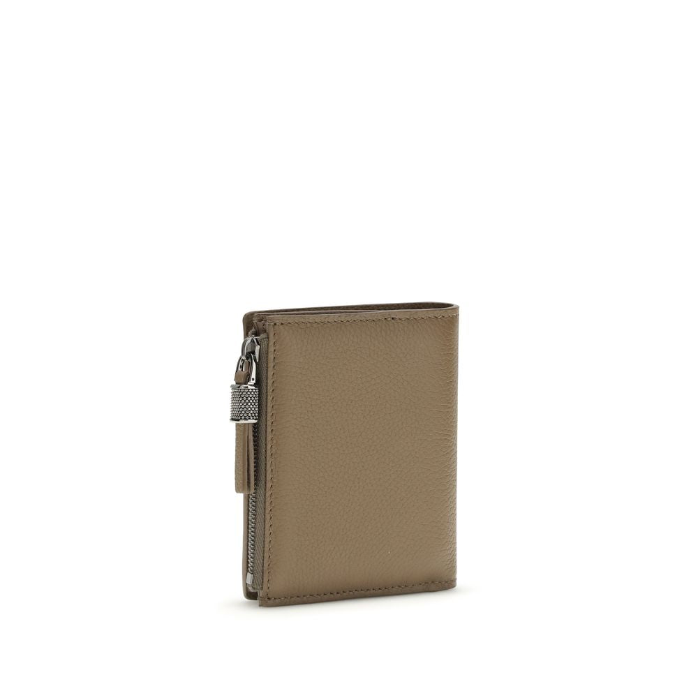 Beige Calf Leather Bos Taurus Wallet - ventzia