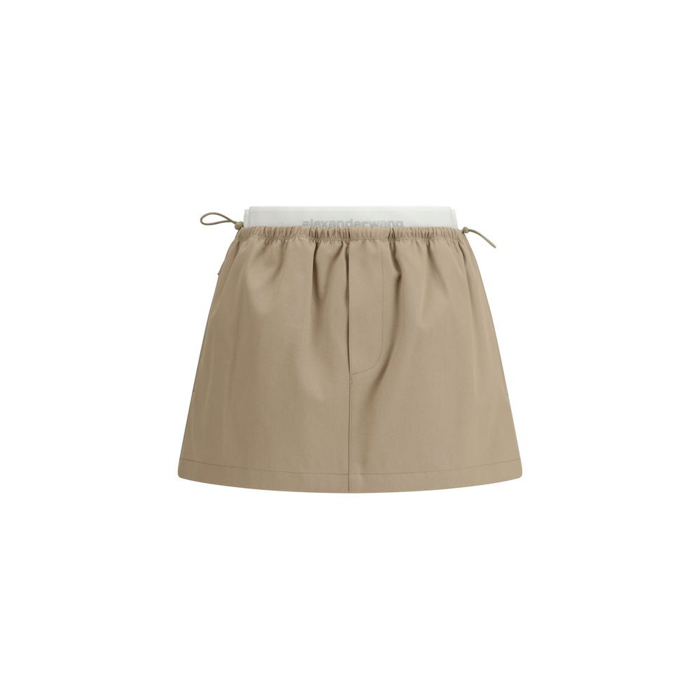 Beige Cotton Mini Skirt - ventzia