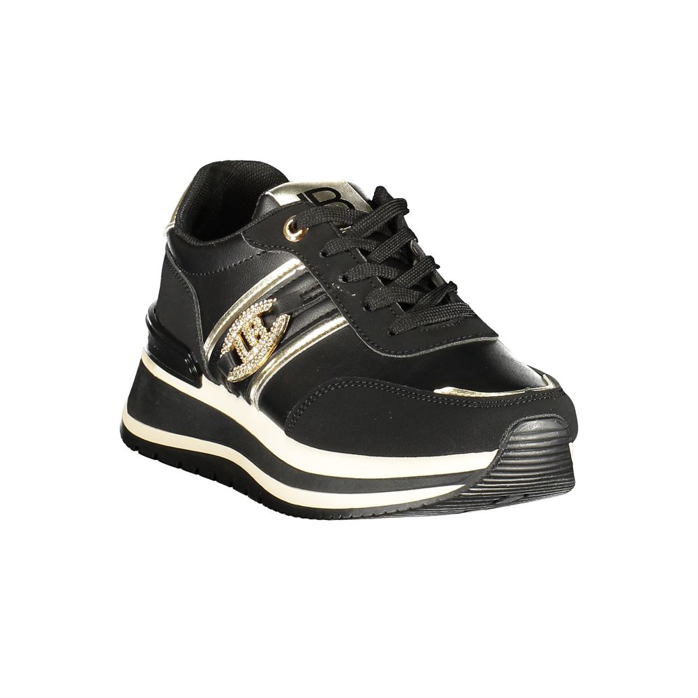 Black Polyurethane Women Sneaker - ventzia