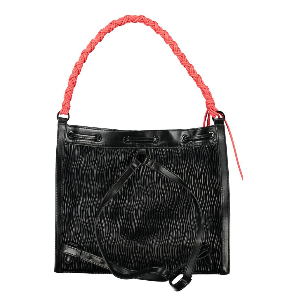 Black Polyurethane Women Backpack - ventzia