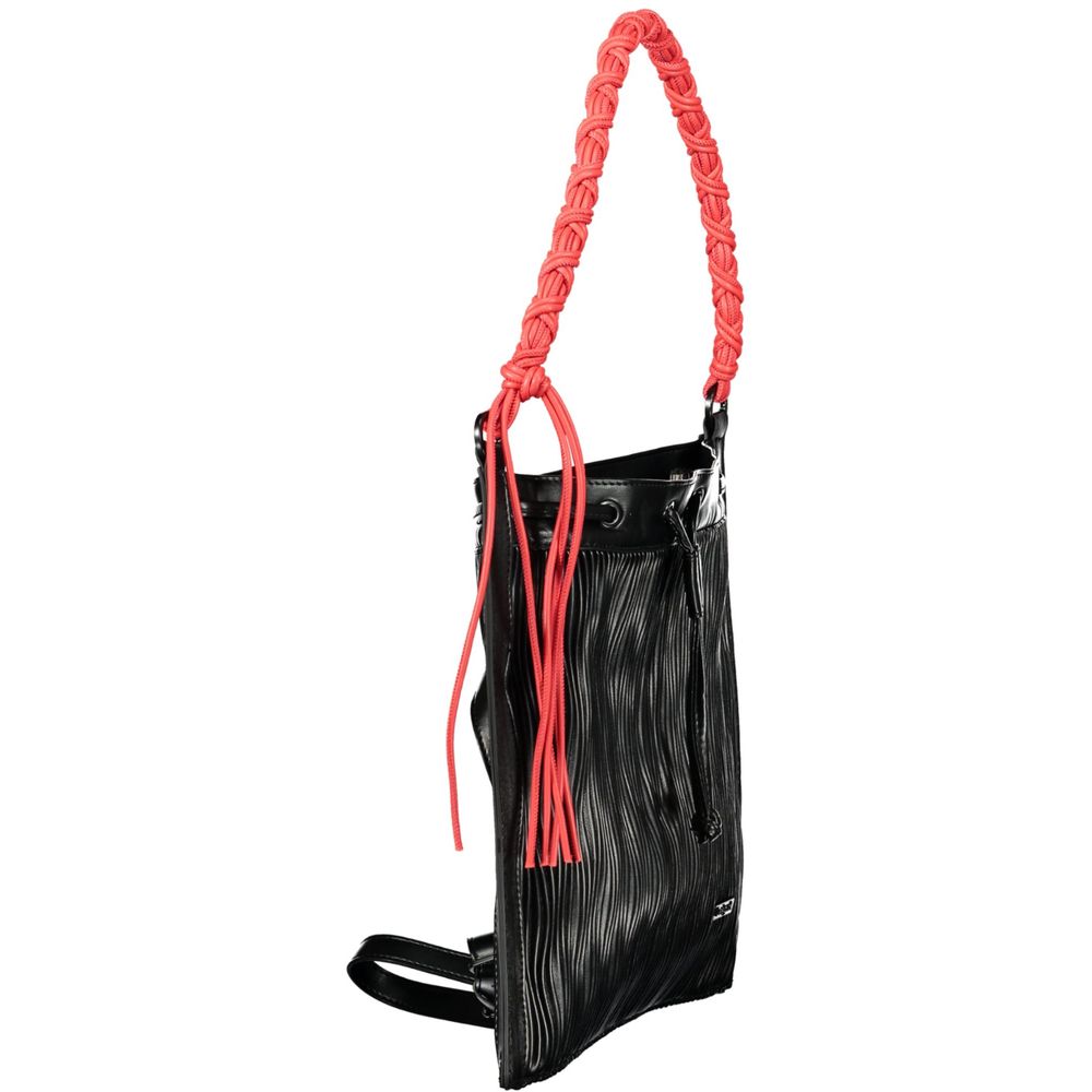 Black Polyurethane Women Backpack