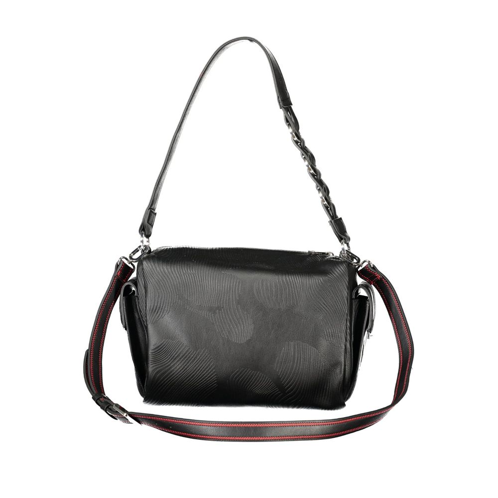 Black Polyurethane Women Handbag - ventzia
