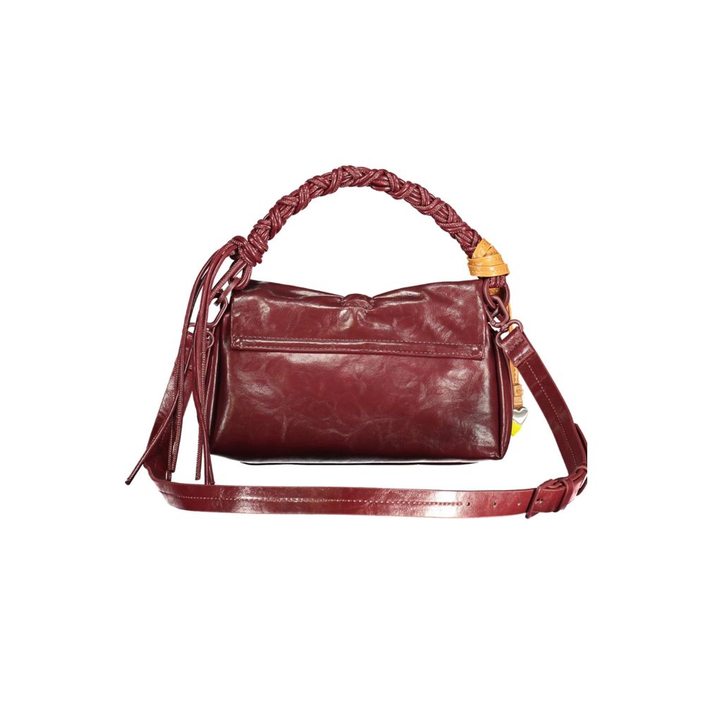 Burgundy Polyurethane Women Mini Bag - ventzia