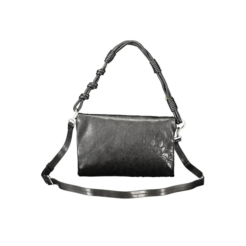 Black Polyurethane Women Handbag - ventzia
