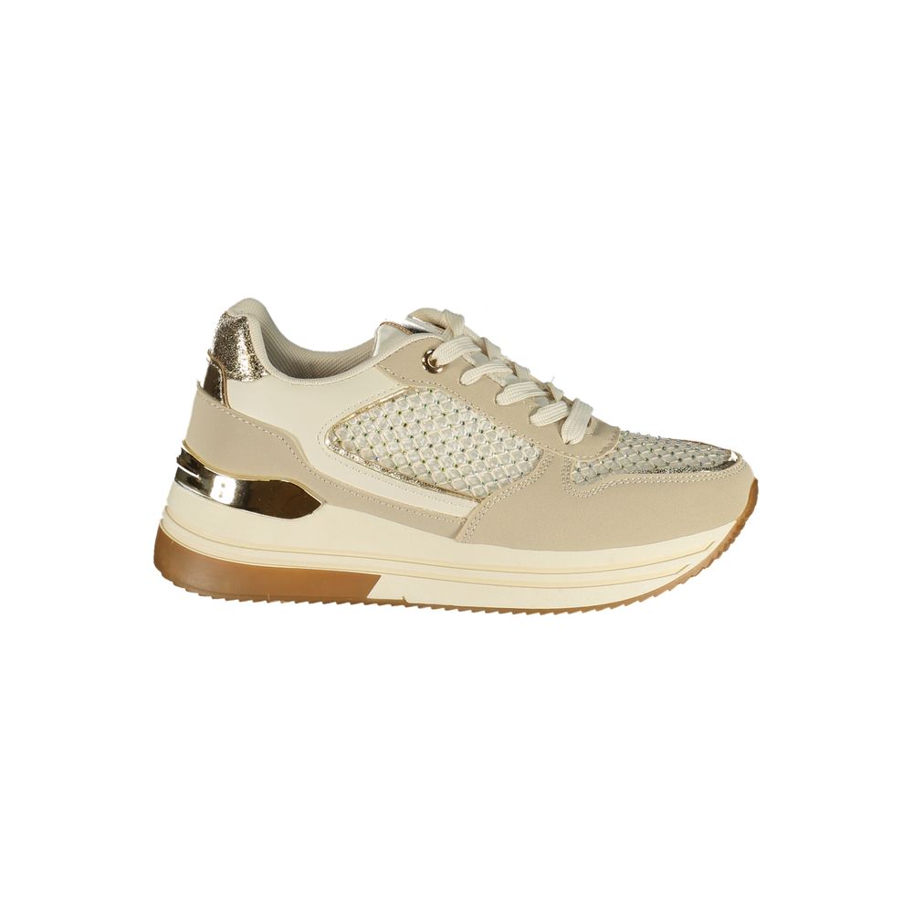 Beige Polyurethane Women Sneaker - ventzia