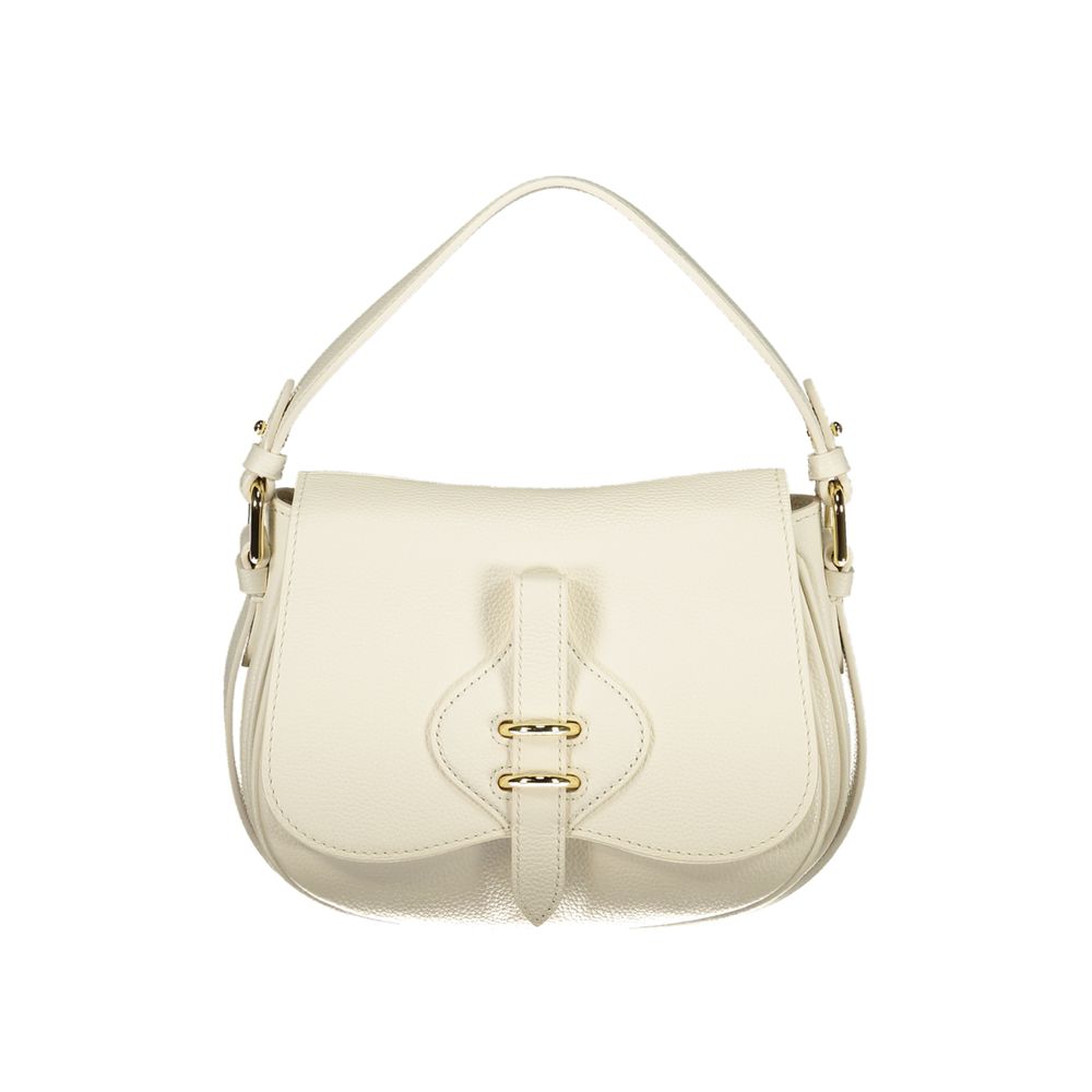 White Leather Handbag - ventzia