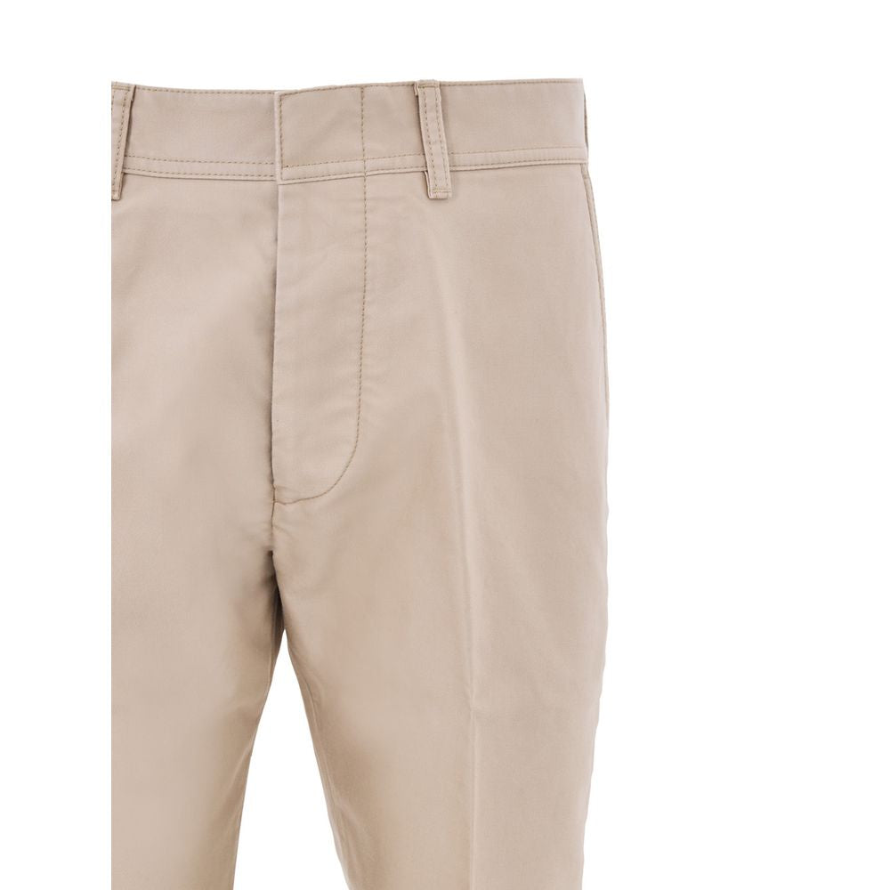 Beige Cotton Chino Pants - ventzia