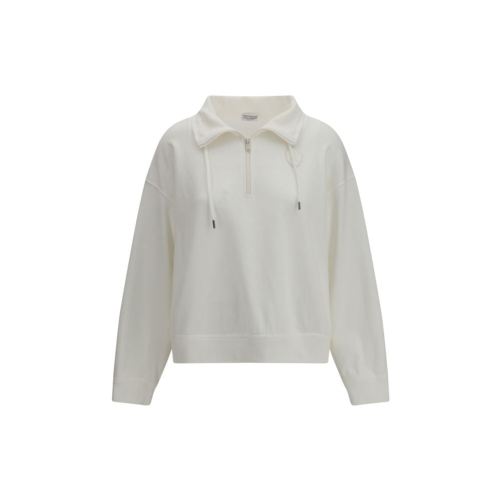 White Cotton Sweatshirt - ventzia