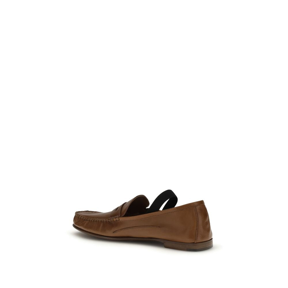 Brown Lamb Ovis Aries Aries Slip-On Loafers - ventzia