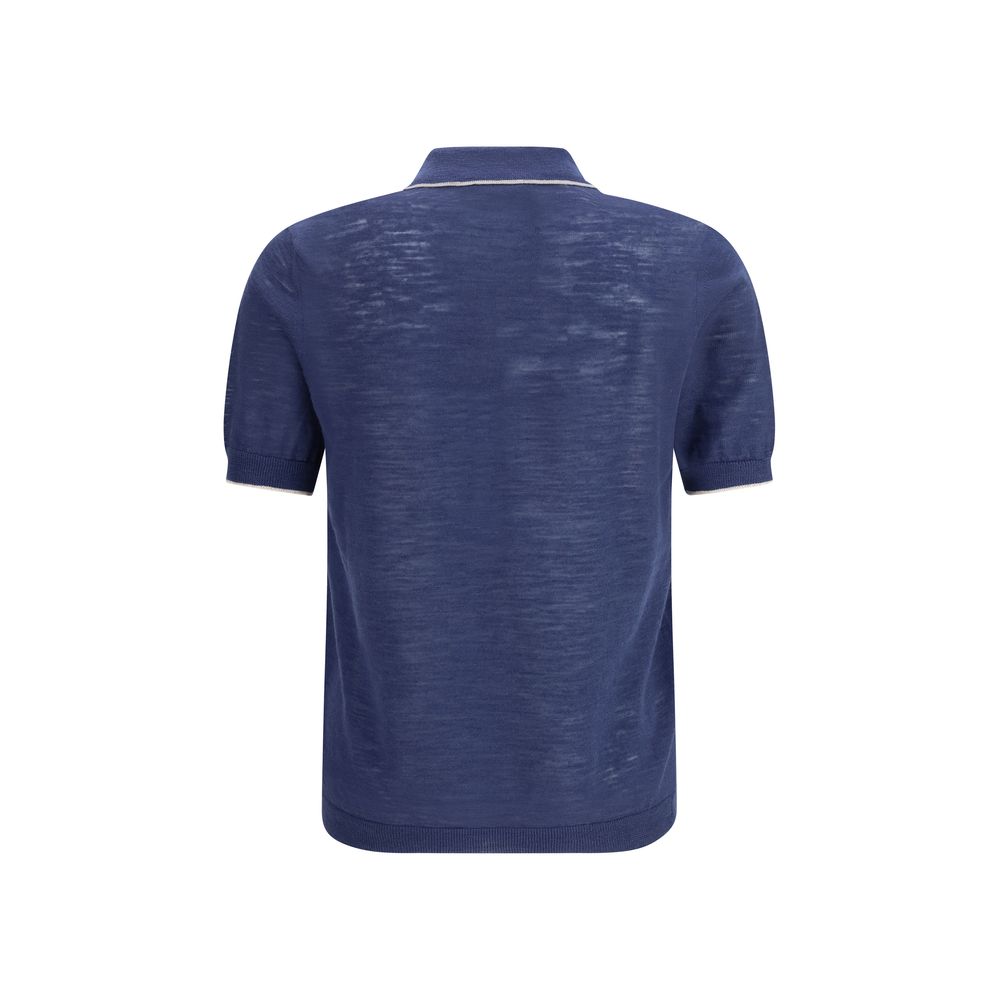 Blue Linen Polo Shirt - ventzia