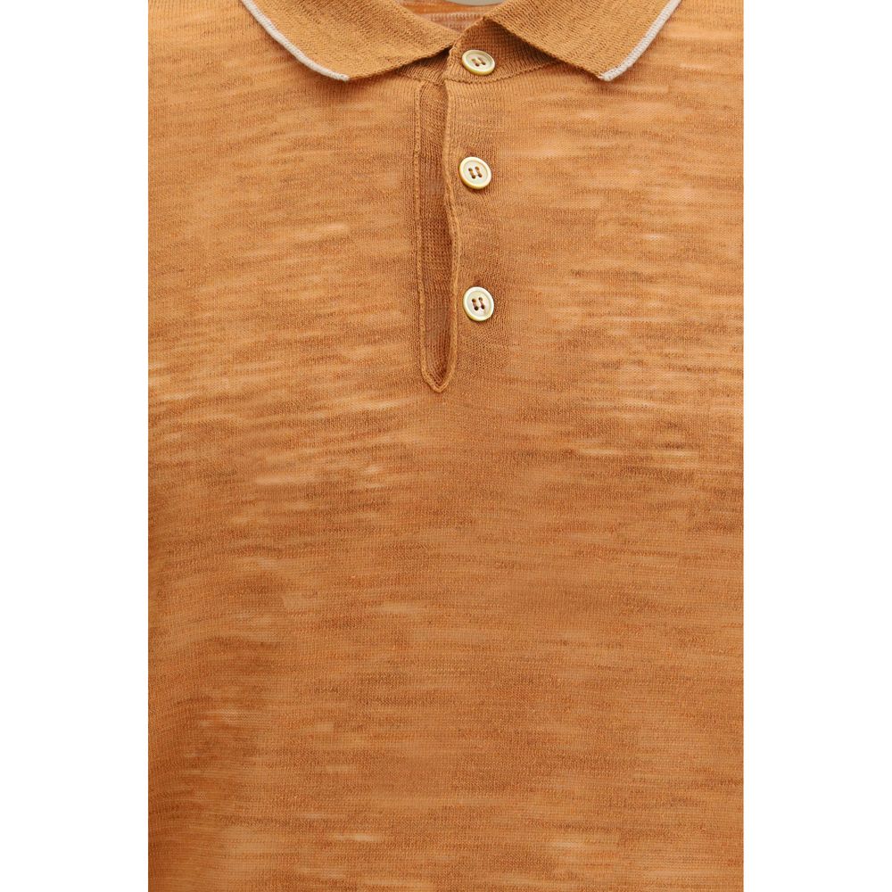 Orange Linen Polo Shirt - ventzia