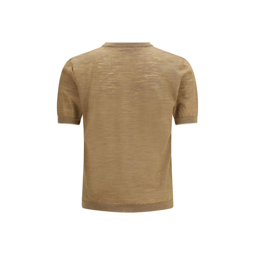 Beige Linen Shortsleeve Shirt - ventzia